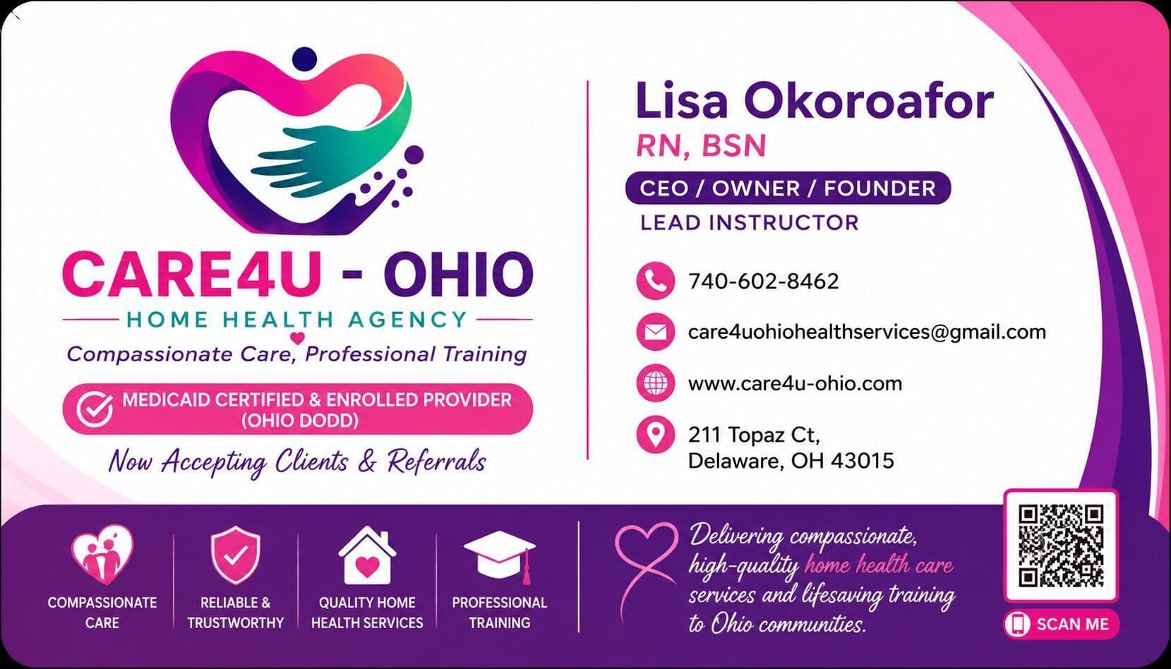 Care4U-Ohio contact card for Lisa Okoroafor