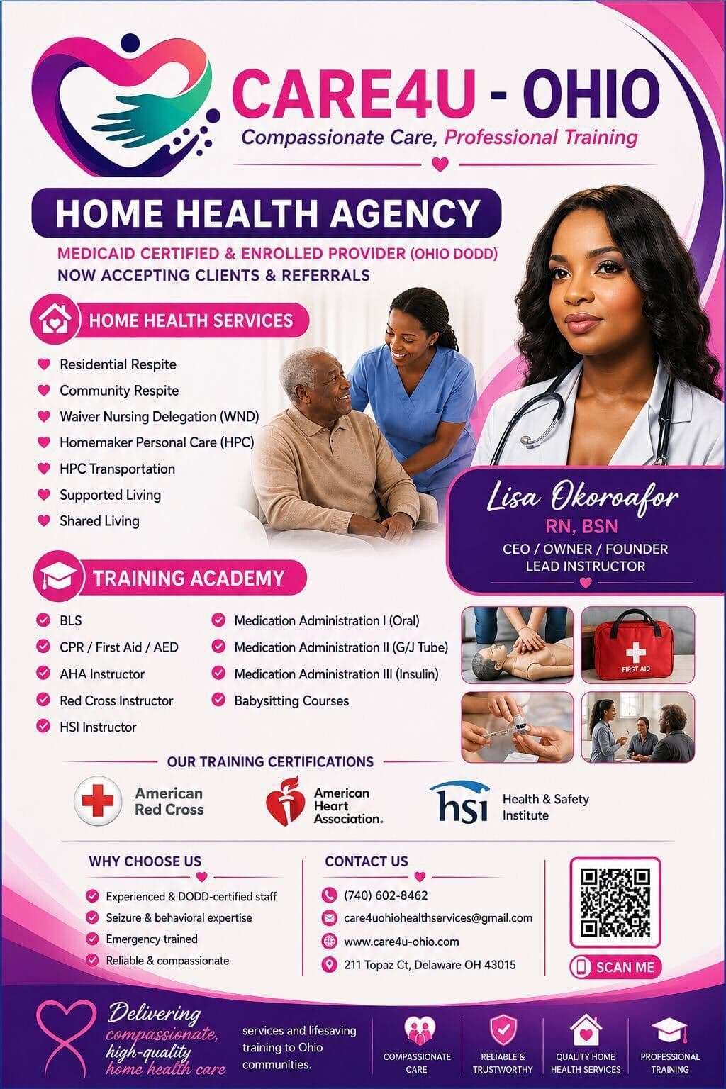 Care4U-Ohio home health agency service overview flyer