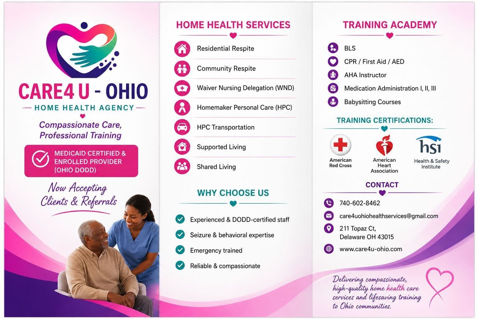 Care4U-Ohio home health services brochure