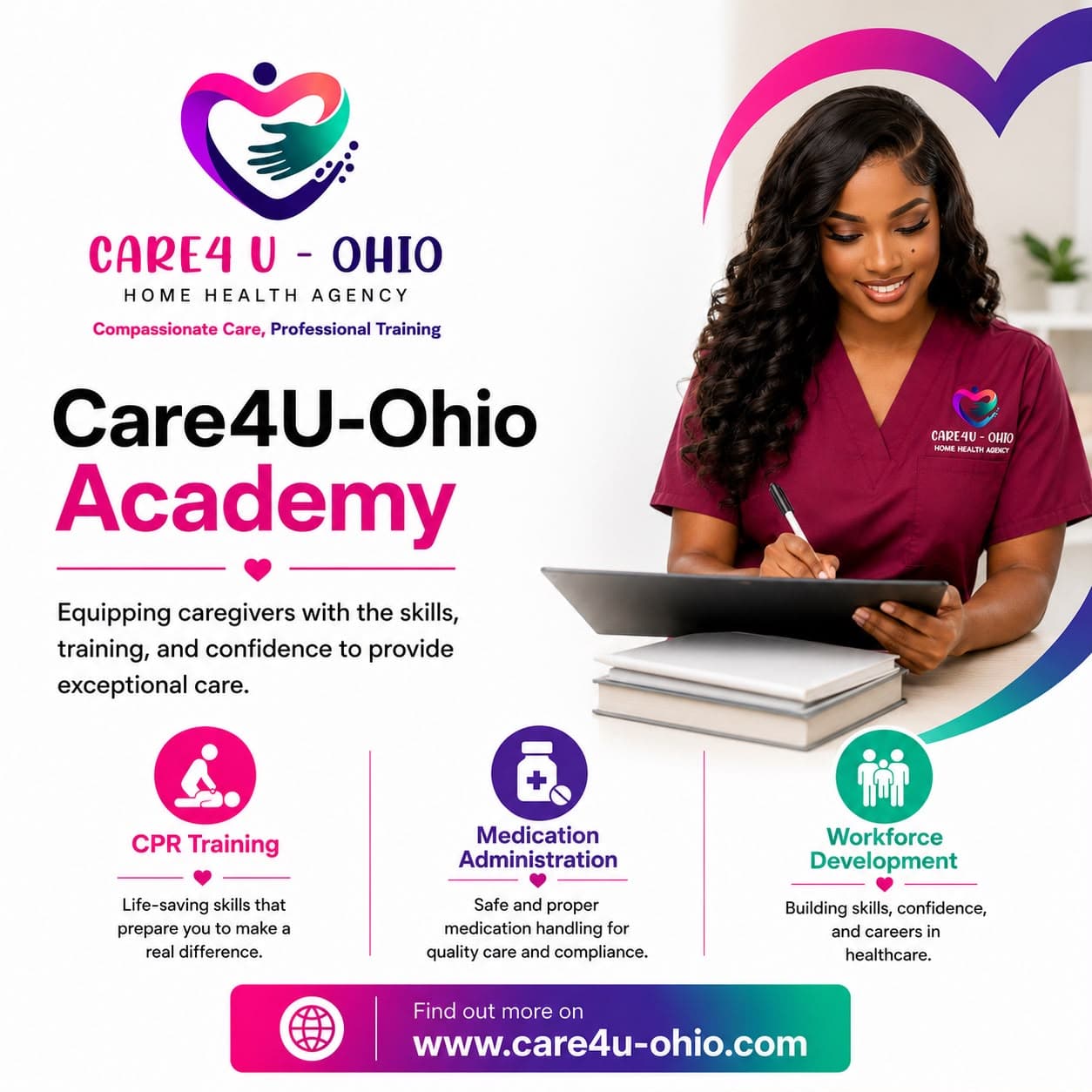 Care4U-Ohio Academy training programs flyer