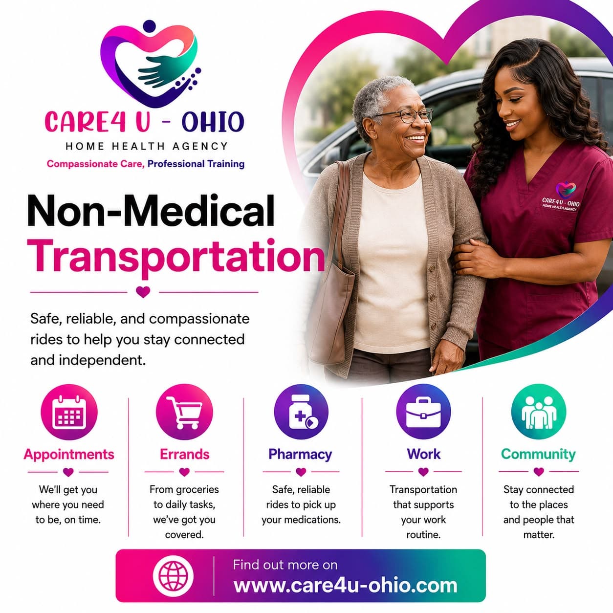 Care4U-Ohio non-medical transportation services flyer